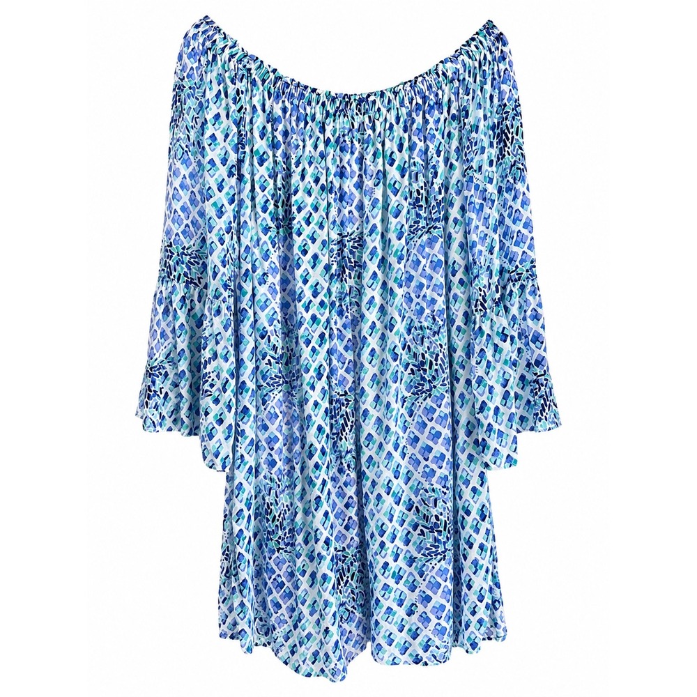 Lilly Pulitzer Nevie Dress Toe In Print Off Shoulder Flounce Sleeve Medium